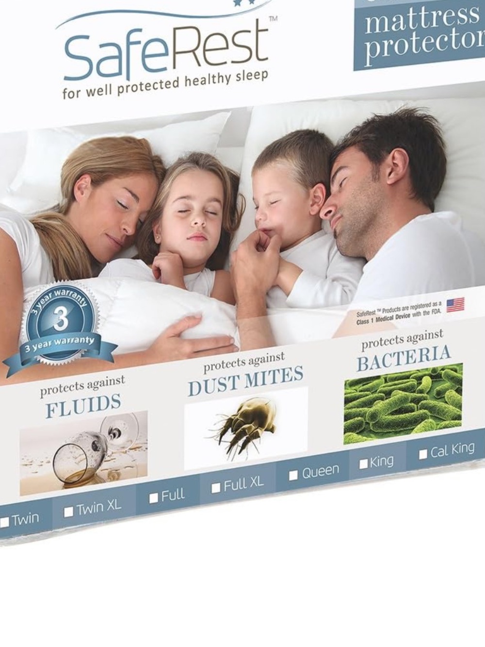 Premium White Mattress Protector - Hypoallergenic Waterproof Cover